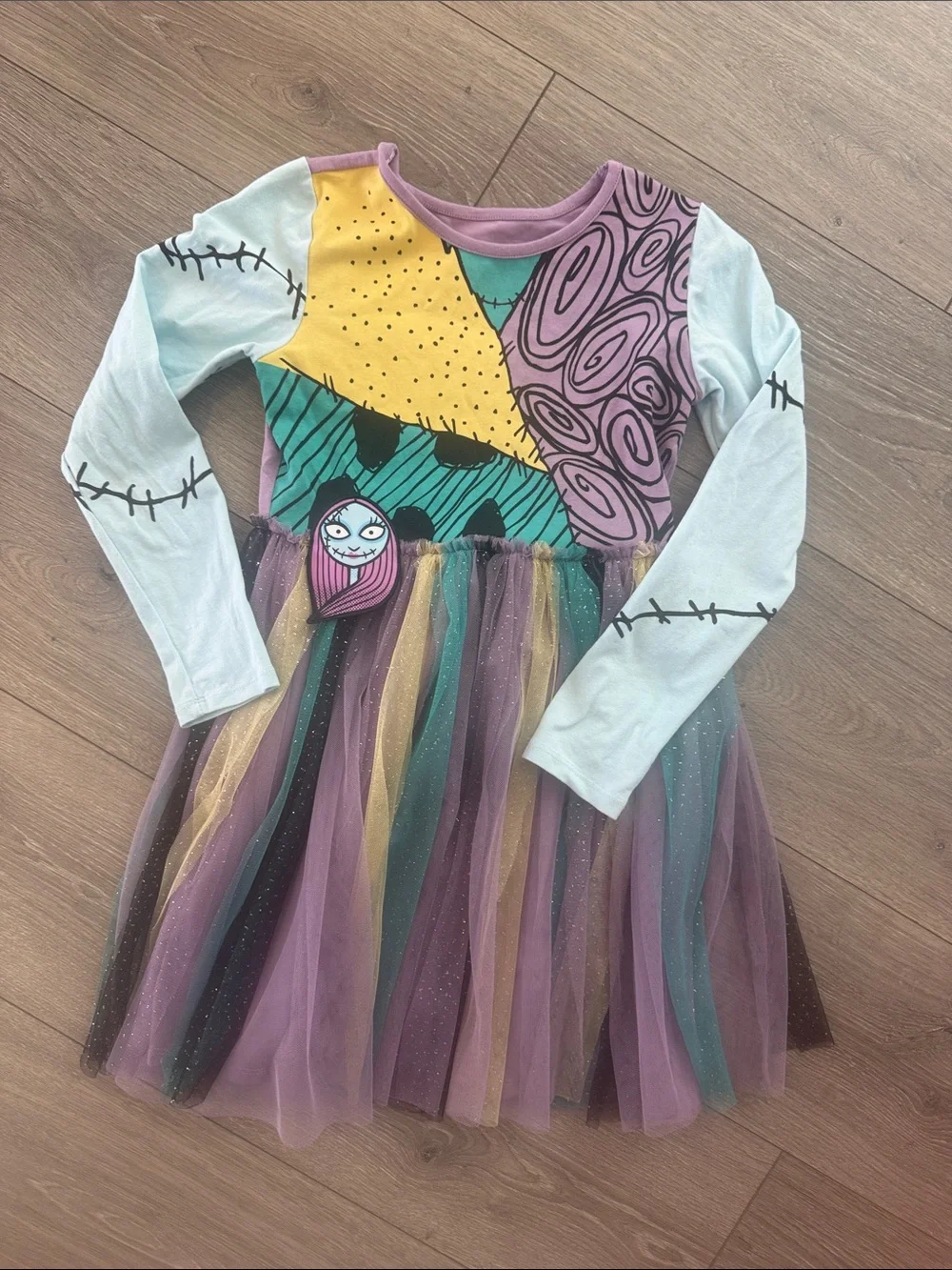 Disney Purple, Teal, Yellow & Cream Patchwork Tulle Costume Dress